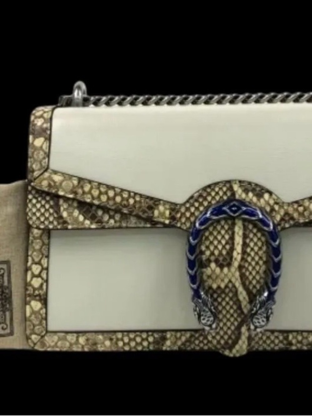 RARE- GUCCI DOUBLE FLAP DIONYSUS PYTHON TRIMMED SHOULDER BAG